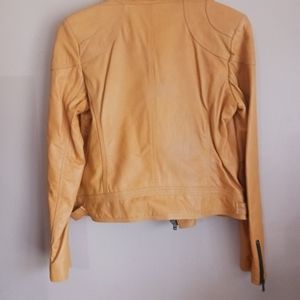 Soft leather yellow jacket